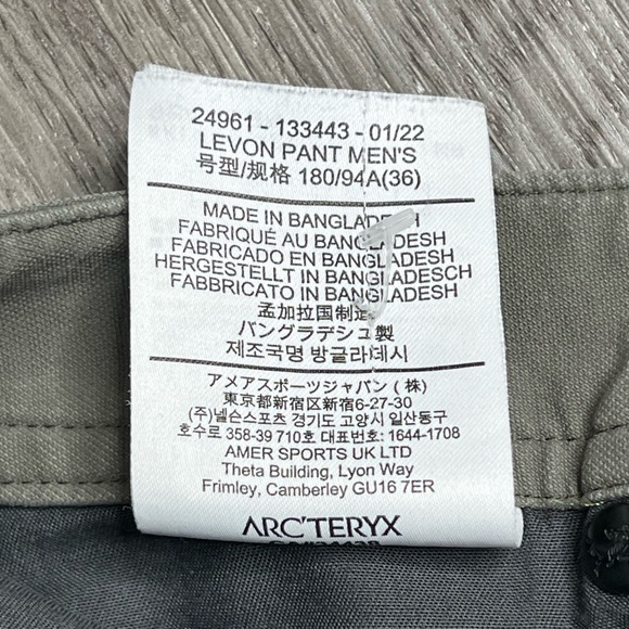 ARC'TERYX Levon Pants Men’s 36x32 Green Performance DWR Stretch Outdoors Hiking - Picture 6 of 10